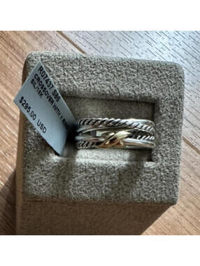 DAVID YURMAN STERLING X CROSSOVER RING w/18K GOLD- SIZE 6 NWT
